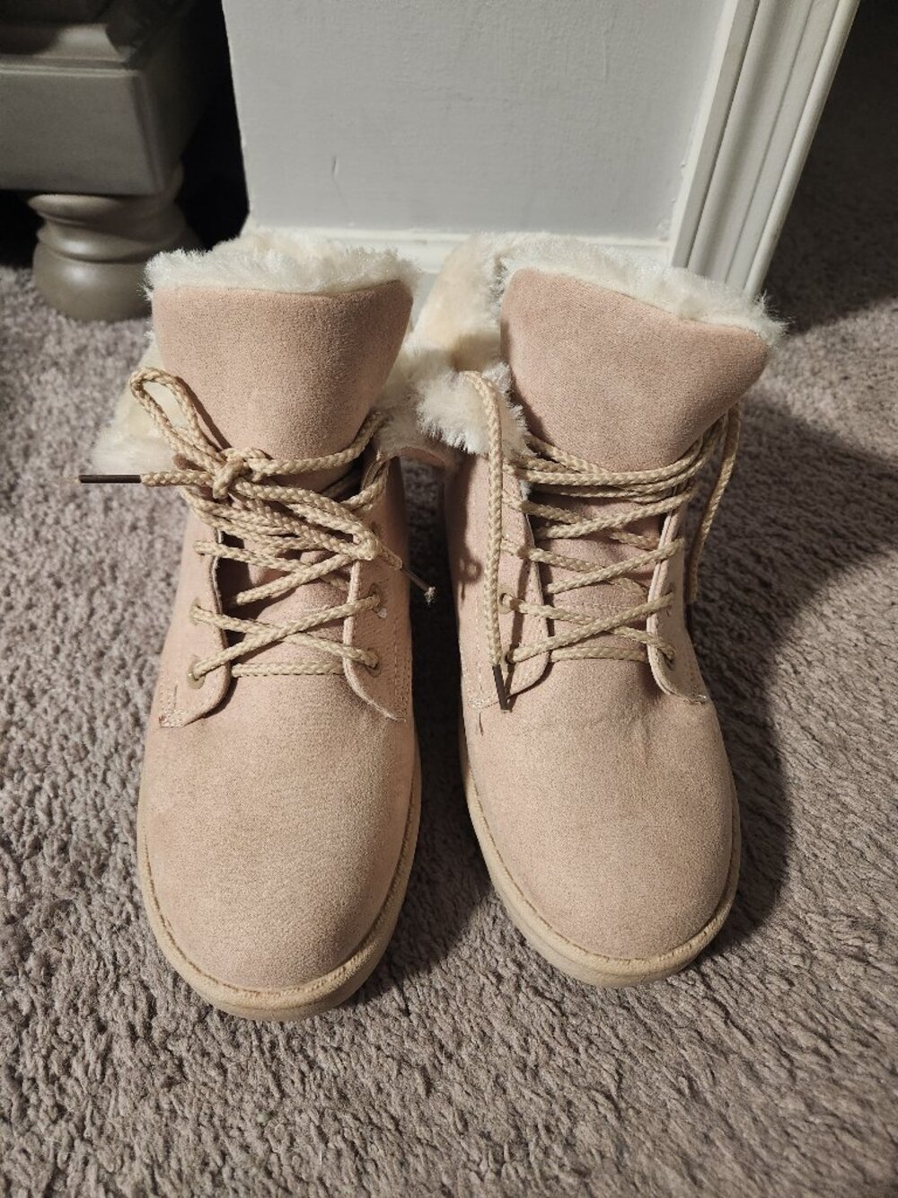 Tan fuzzy boots!